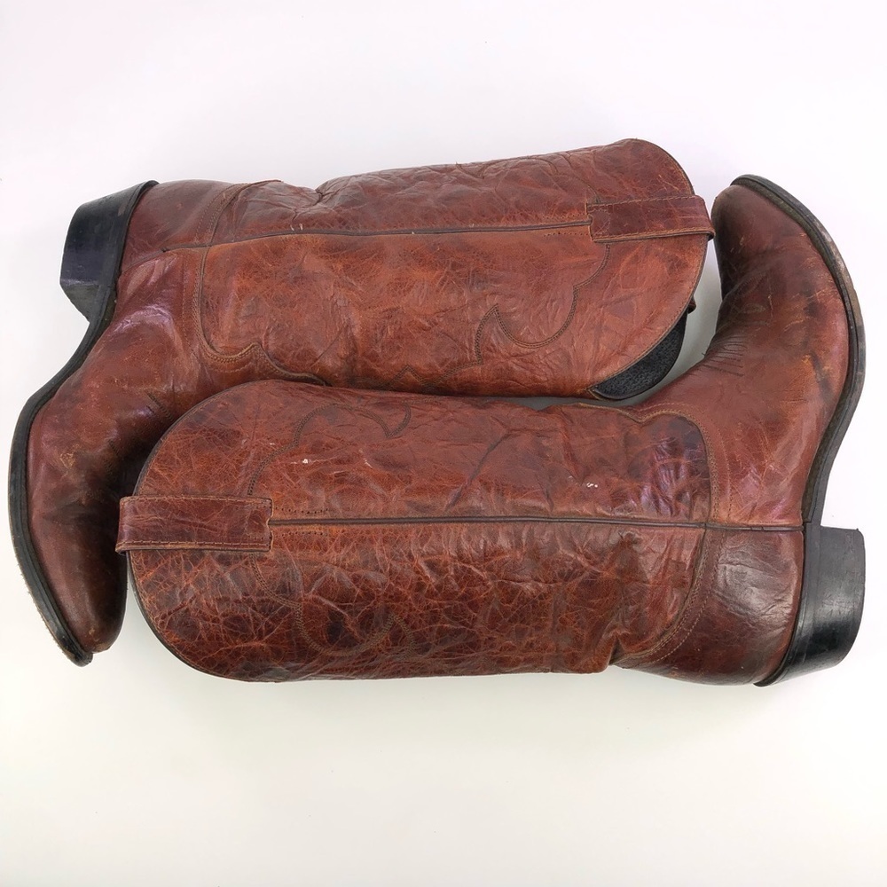 Diamond J by Justin Brown Leather Cowboy Western Boots Size 9D